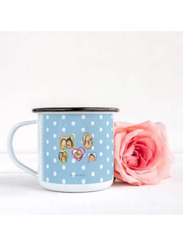 Mr. & Mrs. Panda Emaille Tasse Igel Familie ohne Spruch in Blau Pastell