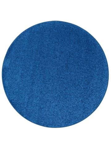 Snapstyle Hochflor Velours Teppich Cottage Rund in Blau