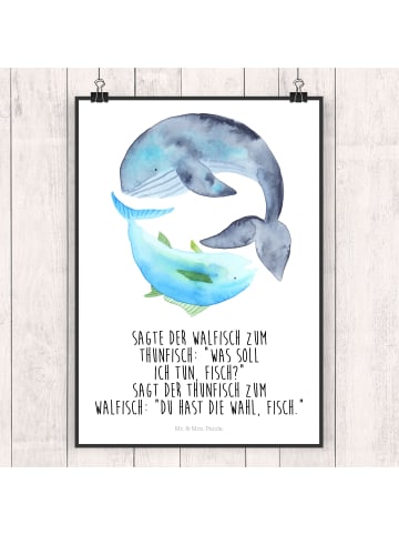 Mr. & Mrs. Panda Bild Walfisch Thunfisch mit Spruch in Weiß
