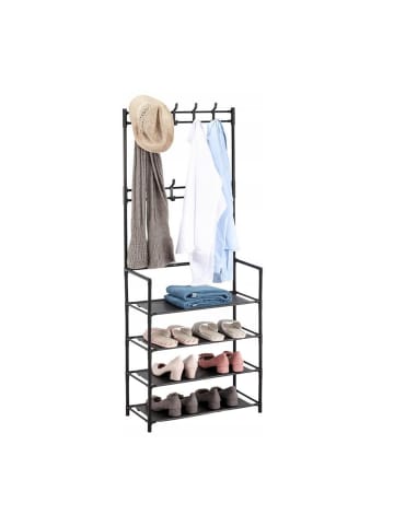 relaxdays Garderobenständer in Schwarz - (B)59,5 x (H)150,5 x (T)25 cm