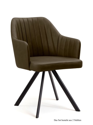 58 aufm Kessel ARMLEHNSTUHL (2er-Set) Delia 58x81x60 Schwarz/Khaki