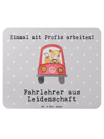 Mr. & Mrs. Panda Mauspad Fahrlehrer Leidenschaft mit Spruch in Grau Pastell