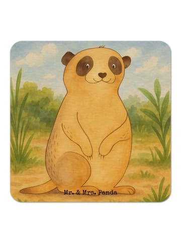 Mr. & Mrs. Panda Tassenuntersetzer Erdmännchen Design ohne Spruch in Weiß