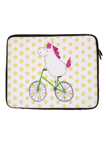 Mr. & Mrs. Panda Notebook Tasche Einhorn Radfahrer ohne Spruch in Weiß