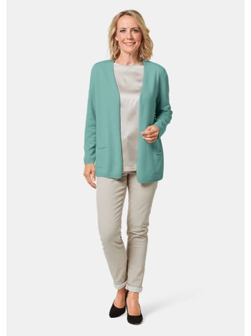 GOLDNER Cardigan in langer offener Form in aqua