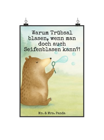 Mr. & Mrs. Panda Bild Bär Seifenblasen Design mit Spruch in Weiß