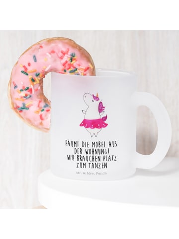 Mr. & Mrs. Panda Teetasse Glas Einhorn Ballerina mit Spruch in Transparent