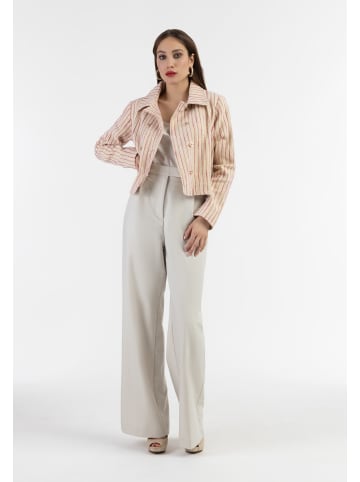 faina Damen Kurze Carbanjacke in Pink Wollweisser Streifen
