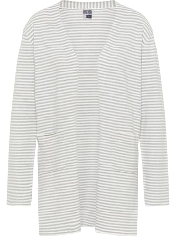 DreiMaster Maritim Cardigan in Wollweiss Grau Melange