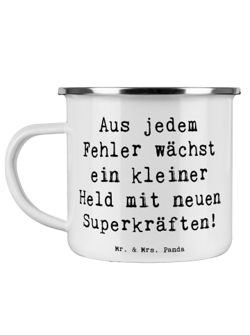 Mr. & Mrs. Panda Emaille Tasse Spruch Fehler machen lernen mit S... in Weiß
