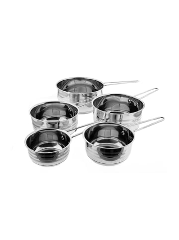 Cheffinger 5 teiliges Edelstahl Saucenpfannen-Set - Induktionsgeeignet & Antihaft in Silber