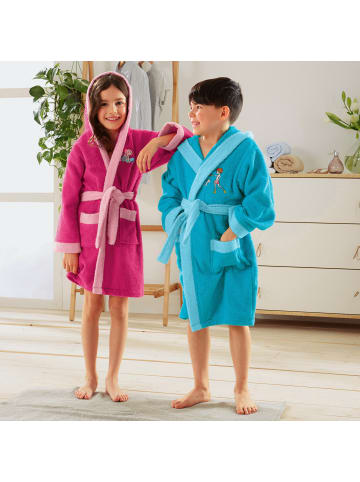 Erwin Müller Frottier Kinder-Bademantel mit Kapuze in türkis