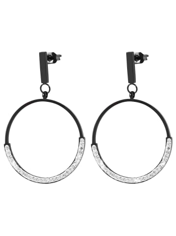 Adeliás Damen Ohrringe – Ohrstecker aus Edelstahl mit Strass Steinchen in schwarz