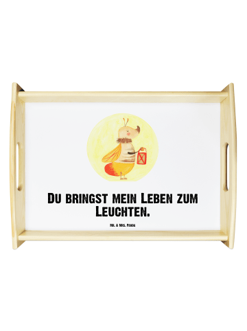 Mr. & Mrs. Panda Holztablett Glühwürmchen mit Spruch in Weiß
