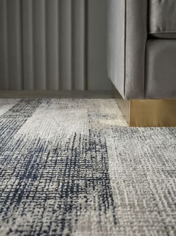 KADIMA DESIGN Teppich Velours, Abstrakt Design, Texturierter Flor, Wohnbereich in Dunkelblau