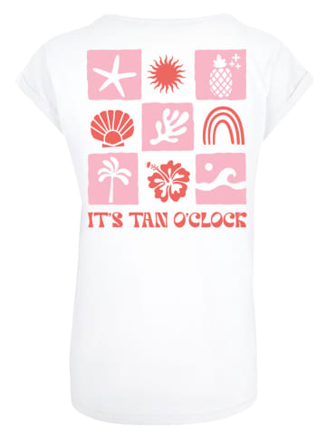 F4NT4STIC Extended Shoulder T-Shirt Its Tan O Clock in weiß