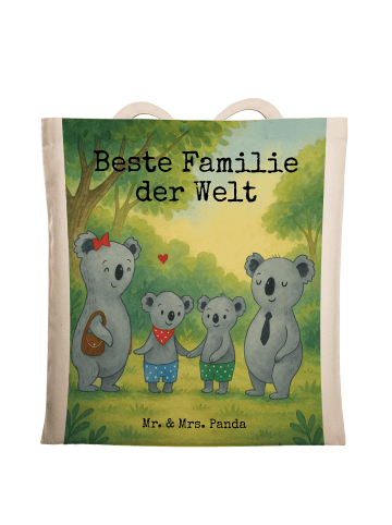 Mr. & Mrs. Panda Tragetasche Koala Familie zwei Design mit Spruch in Weiß