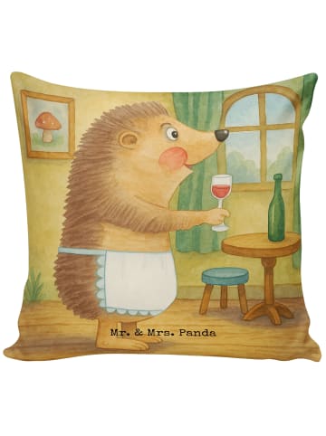 Mr. & Mrs. Panda Kuschel Kissen Igel Wein Design ohne Spruch in Weiß