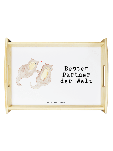 Mr. & Mrs. Panda Frühstückstablett Otter Bester Partner der Welt... in Weiß