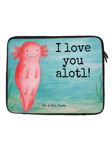 Mr. & Mrs. Panda Laptoptasche Axolotl Liebe Design mit Spruch in Weiß