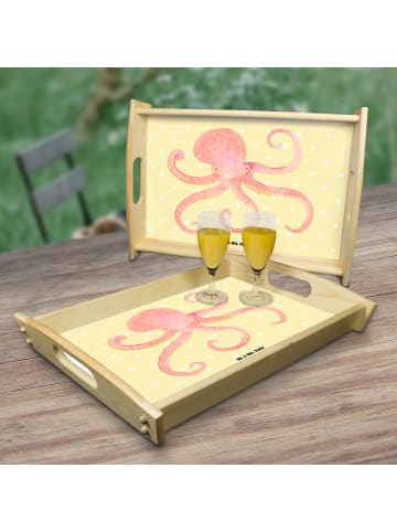 Mr. & Mrs. Panda Holztablett Tintenfisch ohne Spruch in Gelb Pastell