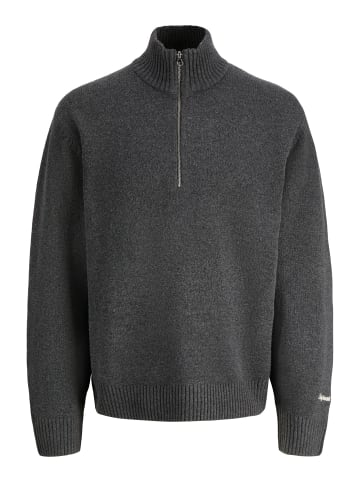 Jack & Jones Sweatshirt mit halbem Reißverschluss in Dark Grey Melange