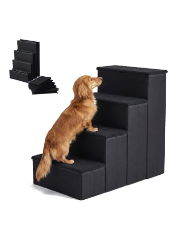 relaxdays Hundetreppe in Schwarz - (B)40 x (H)65 x (T)70 cm