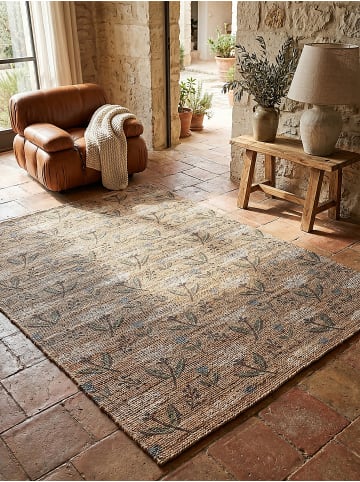KADIMA DESIGN Jute-Teppich Handgewebt JED Floral Naturfaser Boho Wohnzimmer