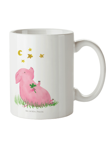 Mr. & Mrs. Panda Tasse Schwein Glück ohne Spruch in Weiß