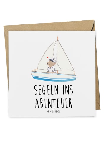 Mr. & Mrs. Panda Geschenkgutschein Bootstour Abenteuer mit Spruch in Weiß