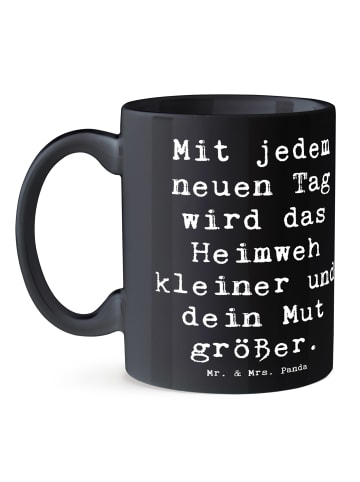 Mr. & Mrs. Panda Tasse Spruch Heimweh überwinden Mut mit Spruch in Schwarz