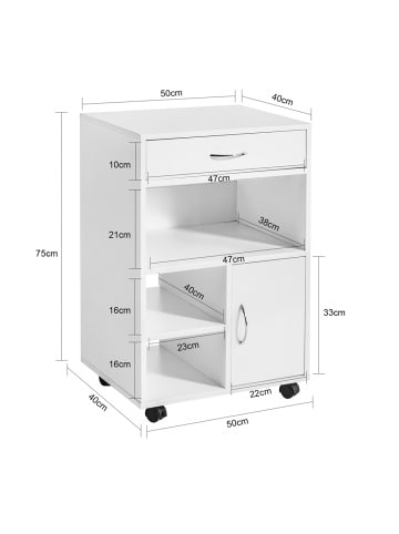 SoBuy Aktenschrank in Reinweiß - (W) 40 x (H) 75 x (L) 50 cm