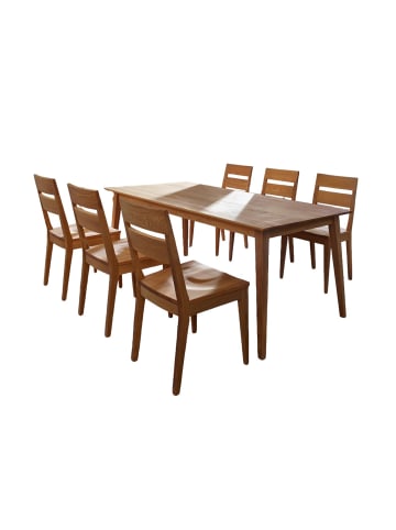 58 aufm Kessel TISCHGRUPPE Dahlia Esstisch mit 6 Stühlen Massivholz Wildeiche geölt