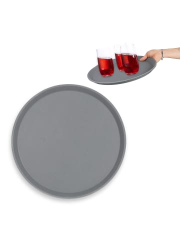 relaxdays 10 x Serviertablett in Grau - Ø 35 cm