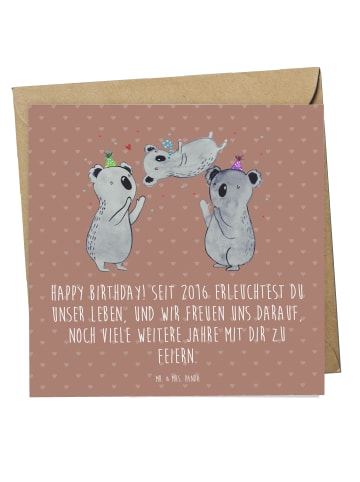 Mr. & Mrs. Panda Glückwunschkarte 2016 Geburtstag mit Spruch in Braun Pastell