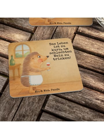 Mr. & Mrs. Panda Tassenuntersetzer Igel Wein Design mit Spruch in Weiß
