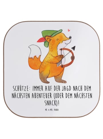 Mr. & Mrs. Panda Tischuntersetzer Abenteuer Schütze mit Spruch in Weiß