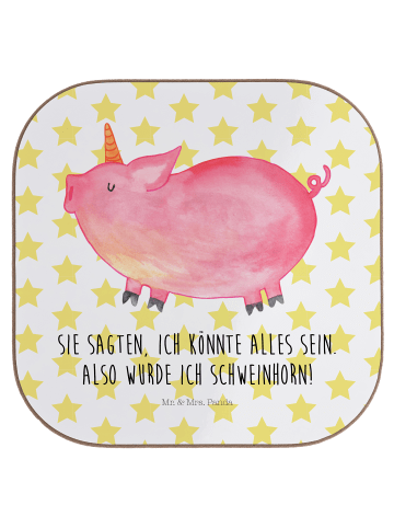 Mr. & Mrs. Panda Tassen Untersetzer Einhorn Schwein mit Spruch in Weiß
