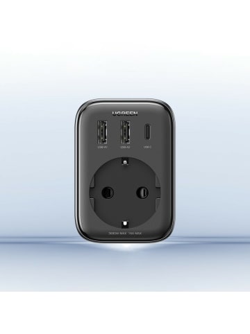 Ugreen Wandladegerät 30W (2xUSB/USB C/AC) / Adapter EU - EU 13A Ugreen CD314 - Schwarz in Schwarz
