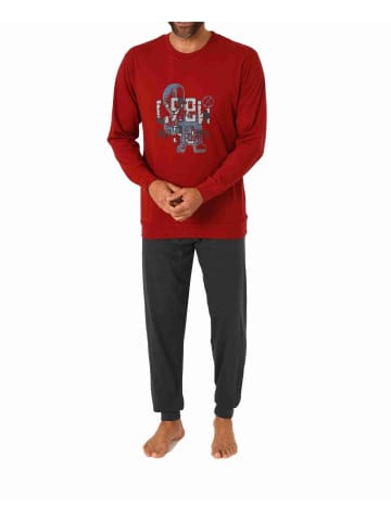 NORMANN Schlafanzug Pyjama langarm Bündchen - 70569 in rot