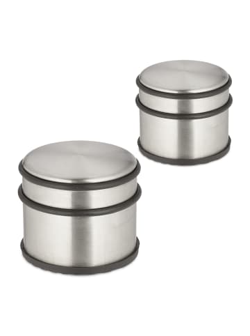 relaxdays 2 x Türstopper in Silber/ Schwarz - (H)7,5 x Ø 9 cm
