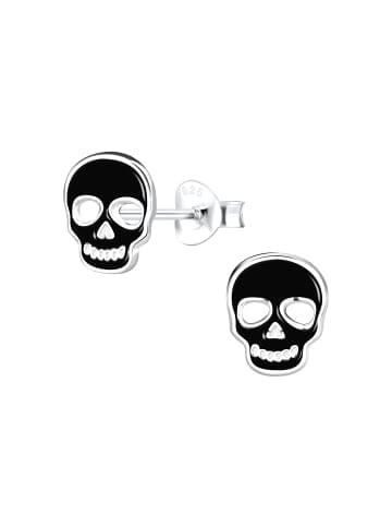 Alexander York Ohrringe, Ohrstecker TOTENKOPF schwarz in 925 Sterling Silber, 2-tlg.