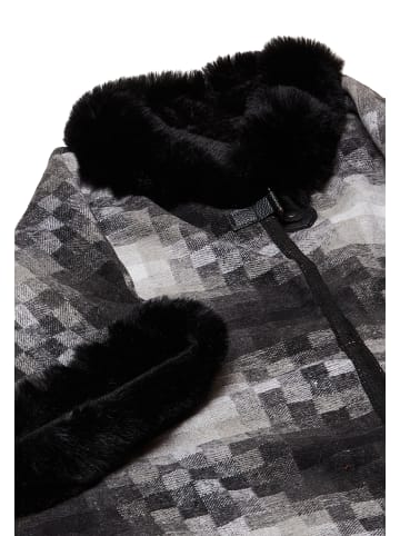 osha Damen Poncho in Schwarz Weiss