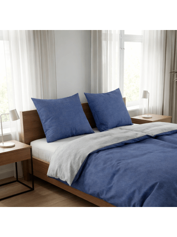 Traumschloss Melange Flanell Wendebettwäsche in blau