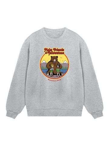 F4NT4STIC Sweatshirt US National Parks Make Friends At Yellowstone in grau meliert