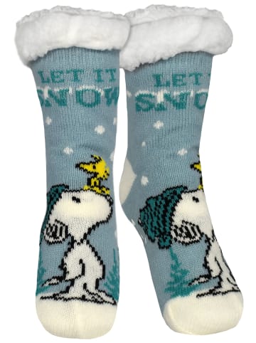 Snoopy The Peanuts Snoopy Hüttensocken Snow Haussocken warme Kuschelsocken in blau
