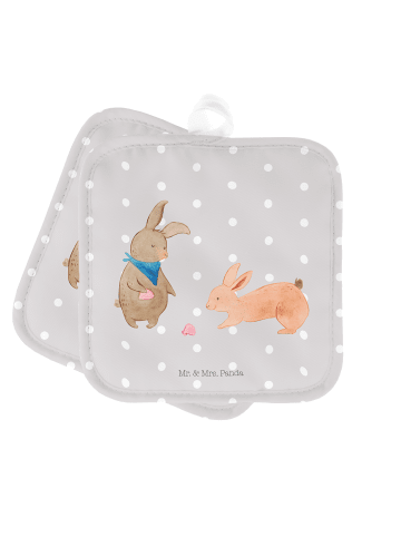Mr. & Mrs. Panda Topflappen Hasen Muschel ohne Spruch in Grau Pastell