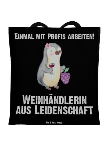 Mr. & Mrs. Panda Stoffbeutel Weinhändlerin Leidenschaft mit Spruch in Schwarz