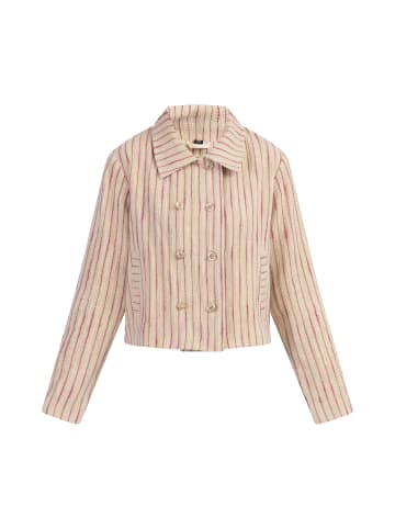 faina Damen Kurze Carbanjacke in Pink Wollweisser Streifen