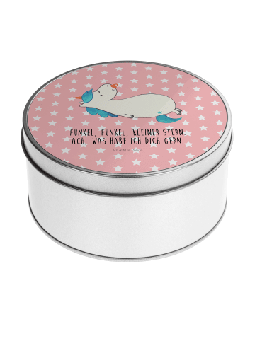 Mr. & Mrs. Panda Kaffeedose Einhorn Schnuller mit Spruch in Rot Pastell